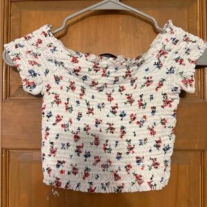 Forever 21 Floral Smocked Crop Top